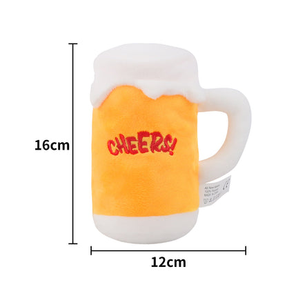 Plush Dog Toy Beer Bottle and Beer Glass Soft Squeaky Toy 6