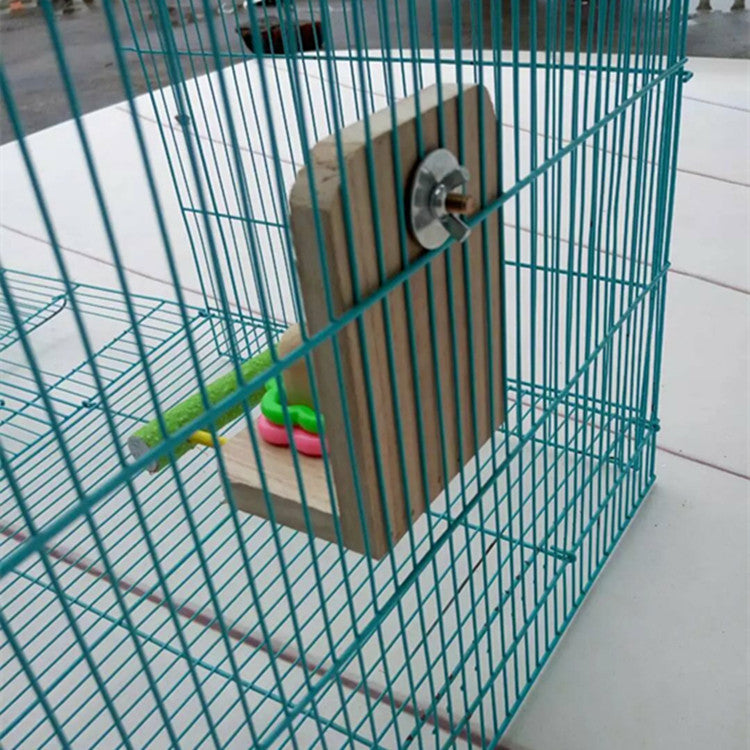 Wooden Parrot Mirror Toy Bird Cage Accessory 9.5x11x14cm 2