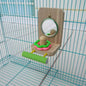 Wooden Parrot Mirror Toy Bird Cage Accessory 9.5x11x14cm