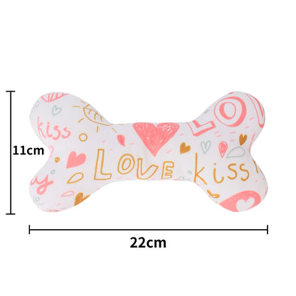 Valentine Bone Squeaky Plush Dog Toy Soft Durable 11x22cm 5