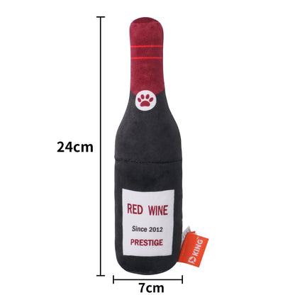 Plush Dog Toy Wine Bottle Shape Soft Stuffed Squeaky 3
