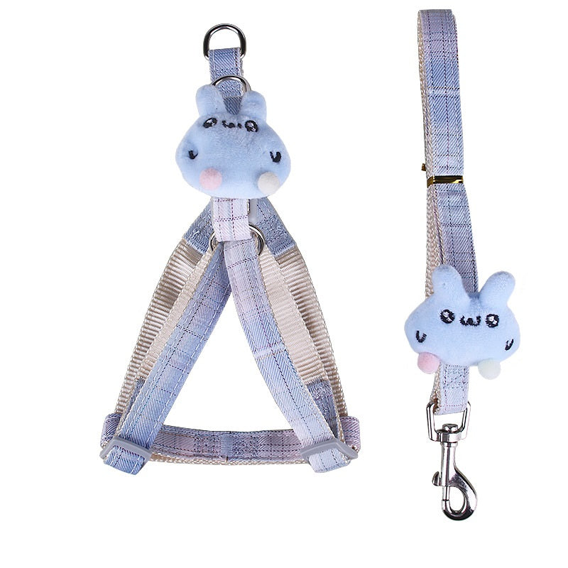 Nylon Dog Harness and Leash Set Rabbit Plush Design 6