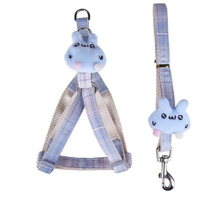 Nylon Dog Harness and Leash Set Rabbit Plush Design 6