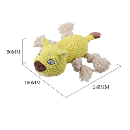 Soft Plush Dog Toy Cute Animal Shape with Rope Knots 3