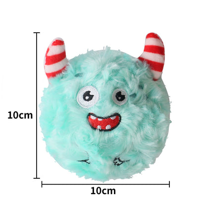 Monster Plush Dog Ball Toy Soft Interactive Squeaky 11