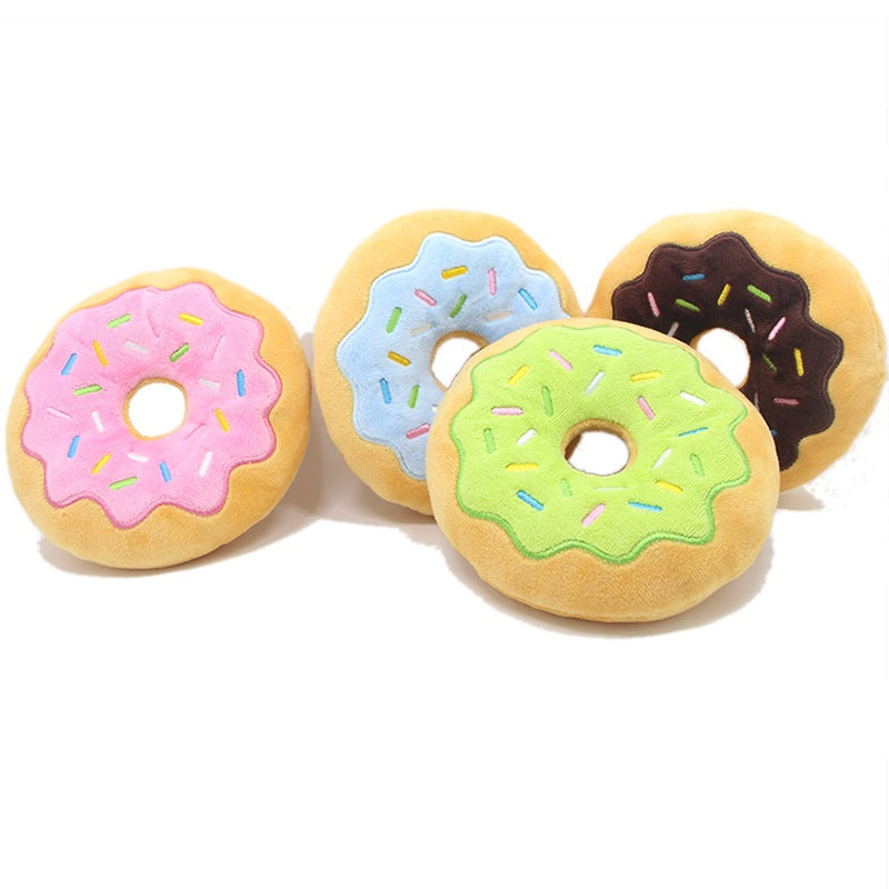 Plush Donut Dog Toy Soft Sound Squeaky 15cm 9