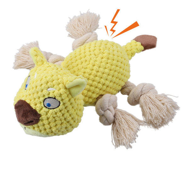 Soft Plush Dog Toy Cute Animal Shape with Rope Knots 2