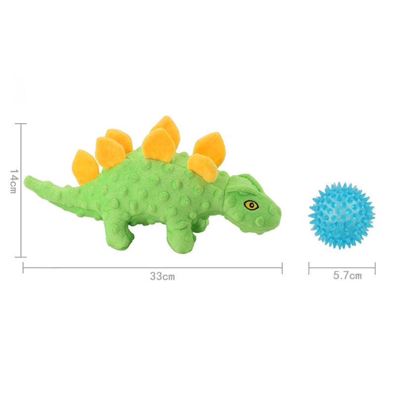 2-In-1 Plush Dog Toy Dinosaur Stegosaurus with Squeaky Spiky Ball 7