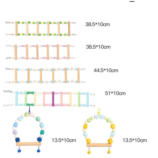 Wooden Parrot Swing Ladder Cage Toy for Parrots