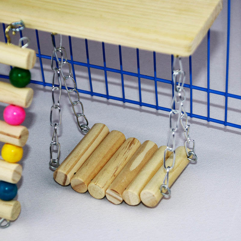 Wooden Parrot Springboard Ladder Hanging Climbing Toy 3