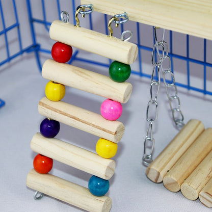 Wooden Parrot Springboard Ladder Hanging Climbing Toy 2