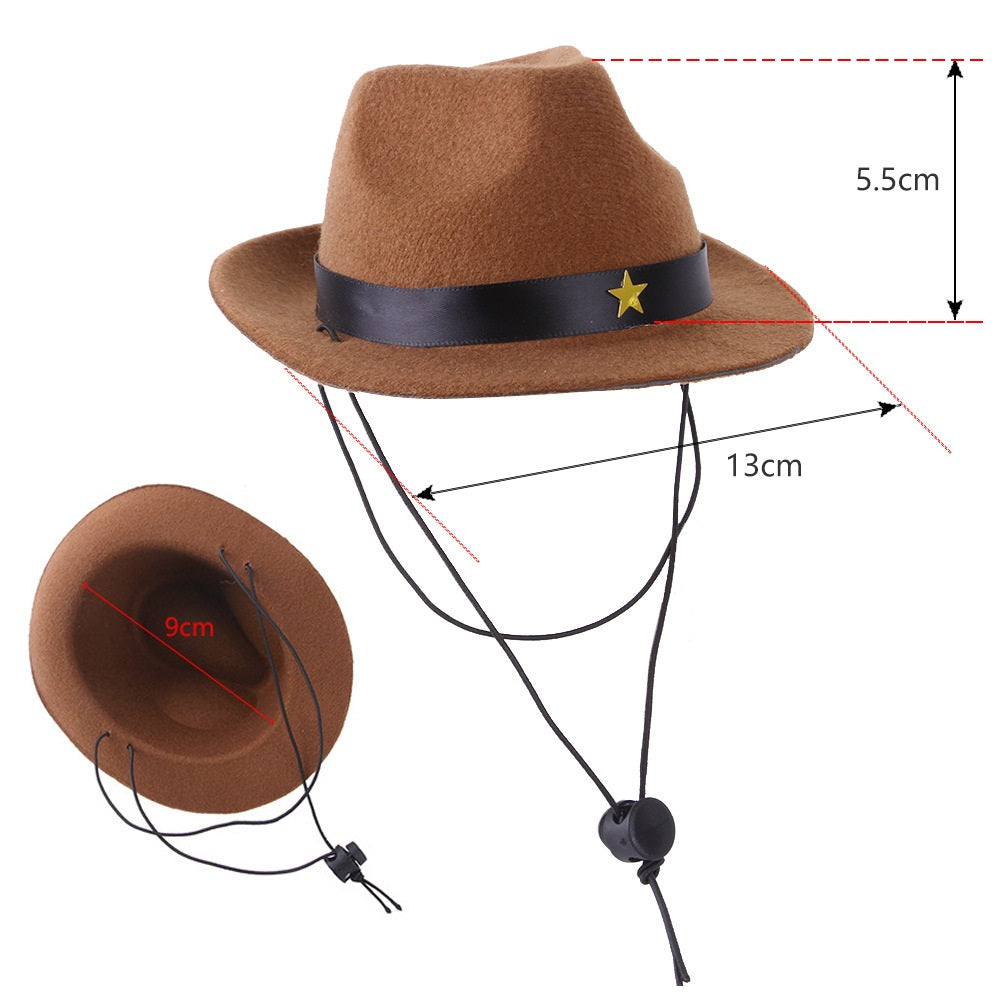 Polyester Dog Cowboy Hat with Star Trim Accessory 8