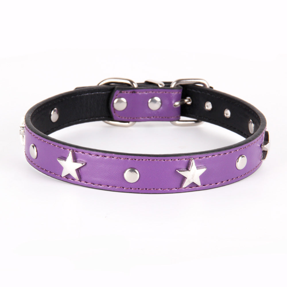 Leather Dog Collar Star Studded for Small and Medium Dogs 7