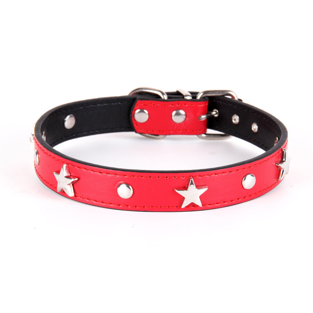 Leather Dog Collar Star Studded for Small and Medium Dogs 6