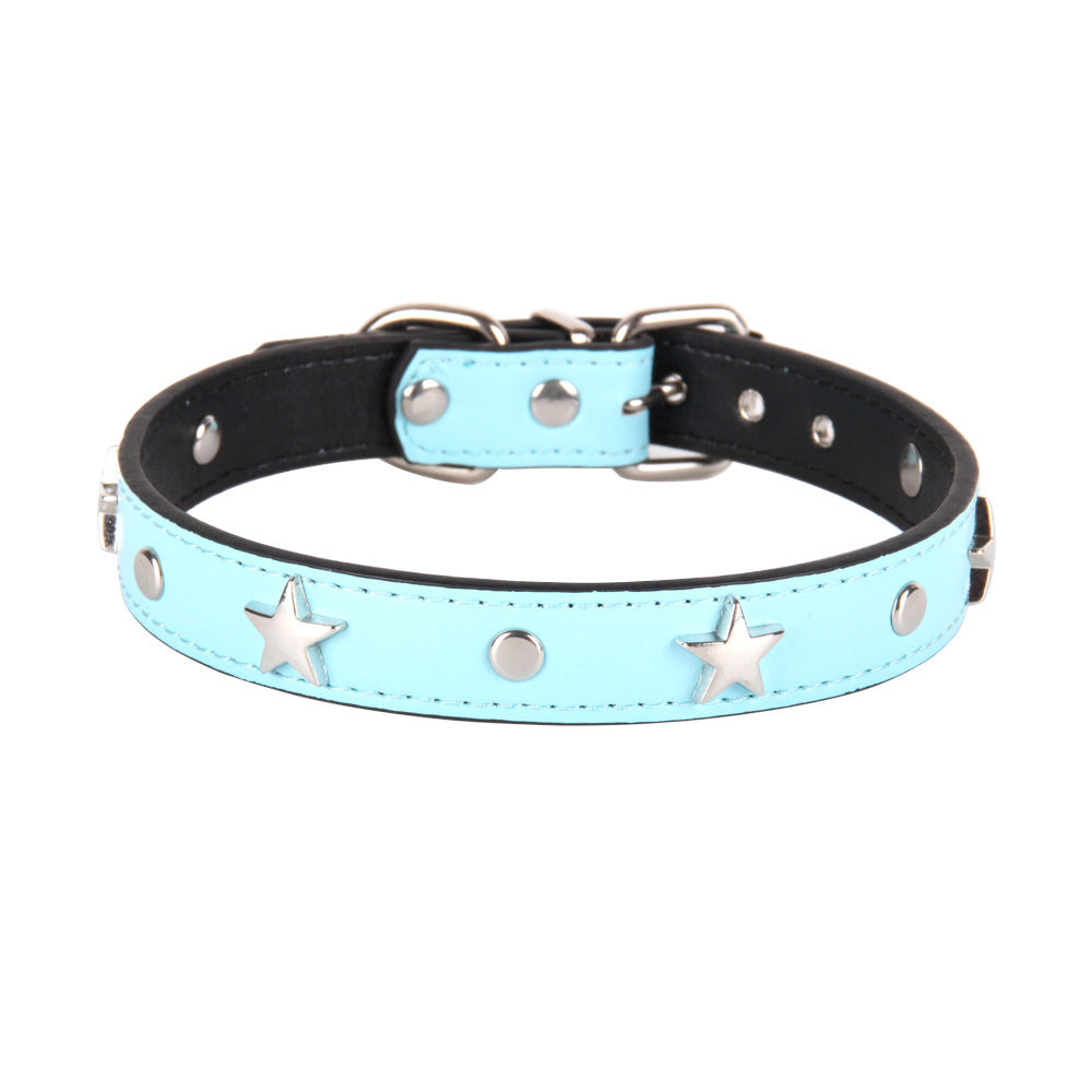Leather Dog Collar Star Studded for Small and Medium Dogs 9