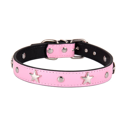 Leather Dog Collar Star Studded for Small and Medium Dogs 8