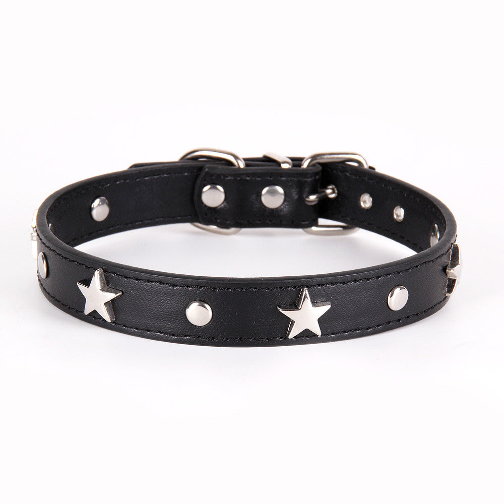 Leather Dog Collar Star Studded for Small and Medium Dogs 5