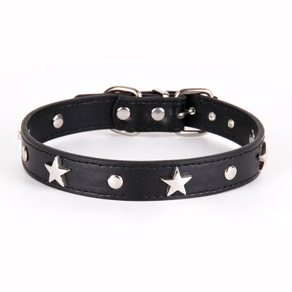 Leather Dog Collar Star Studded for Small and Medium Dogs 5