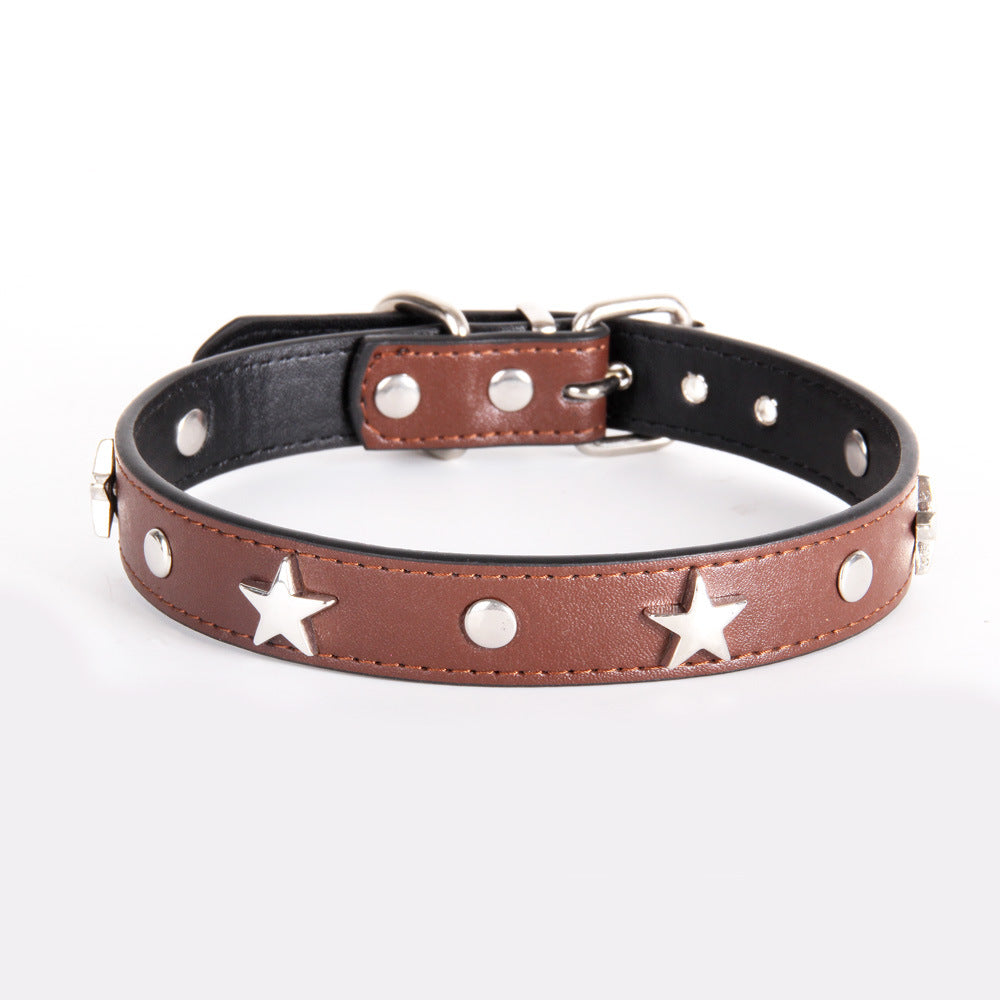 Leather Dog Collar Star Studded for Small and Medium Dogs 4