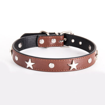 Leather Dog Collar Star Studded for Small and Medium Dogs 4