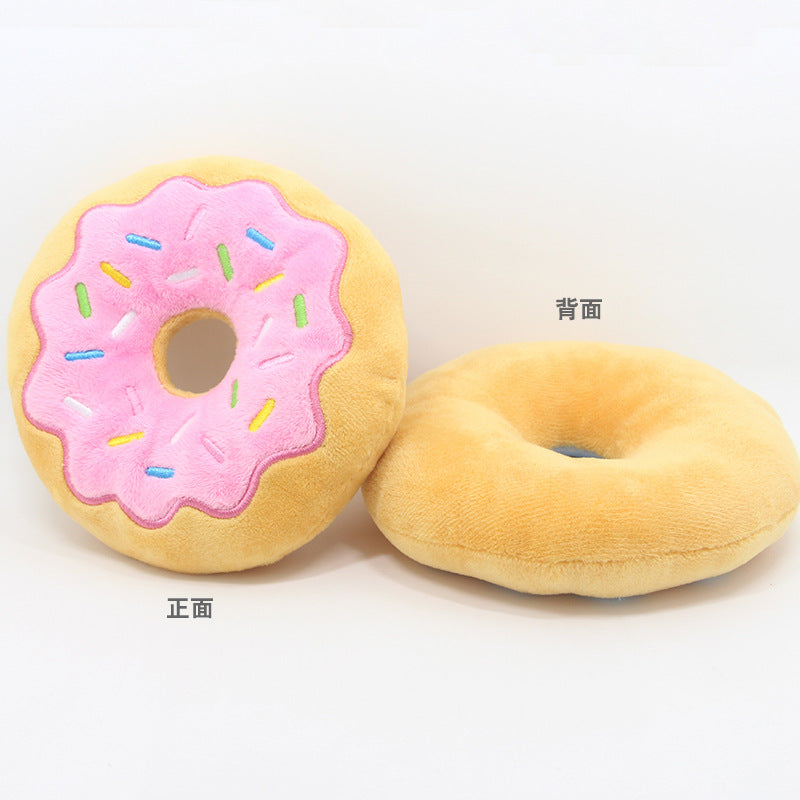 Plush Donut Dog Toy Soft Sound Squeaky 15cm 4