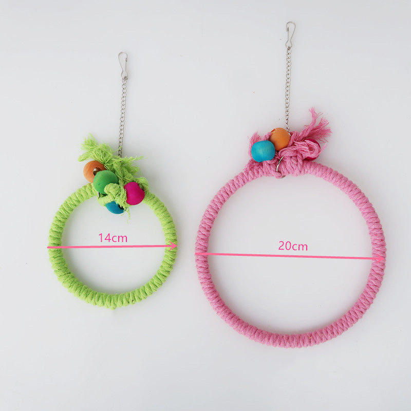 Cotton Rope Parrot Swing Hanging Circle Cage Toy 14cm and 20cm 3