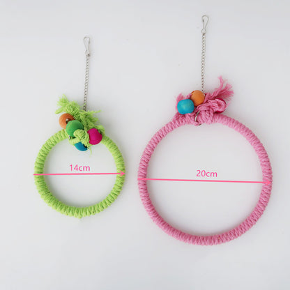 Cotton Rope Parrot Swing Hanging Circle Cage Toy 14cm and 20cm 3