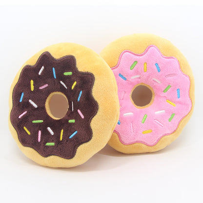 Plush Donut Dog Toy Soft Sound Squeaky 15cm