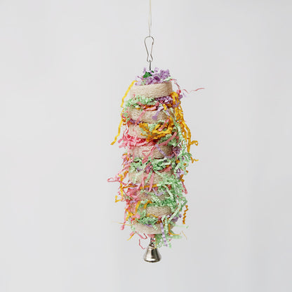 Loofah Parrot Chew Toy Hanging Nibbling Bird Cage Accessory