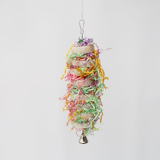 Loofah Parrot Chew Toy Hanging Nibbling Bird Cage Accessory