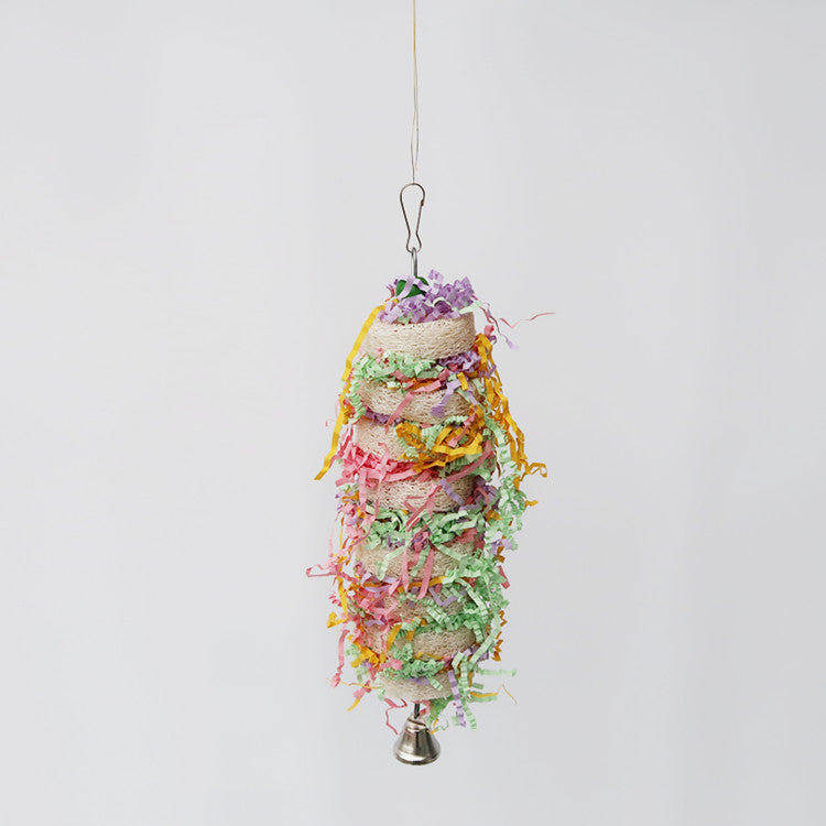 Loofah Parrot Chew Toy Hanging Nibbling Bird Cage Accessory 3