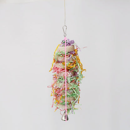 Loofah Parrot Chew Toy Hanging Nibbling Bird Cage Accessory 2