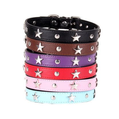 Leather Dog Collar Star Studded for Small and Medium Dogs 3