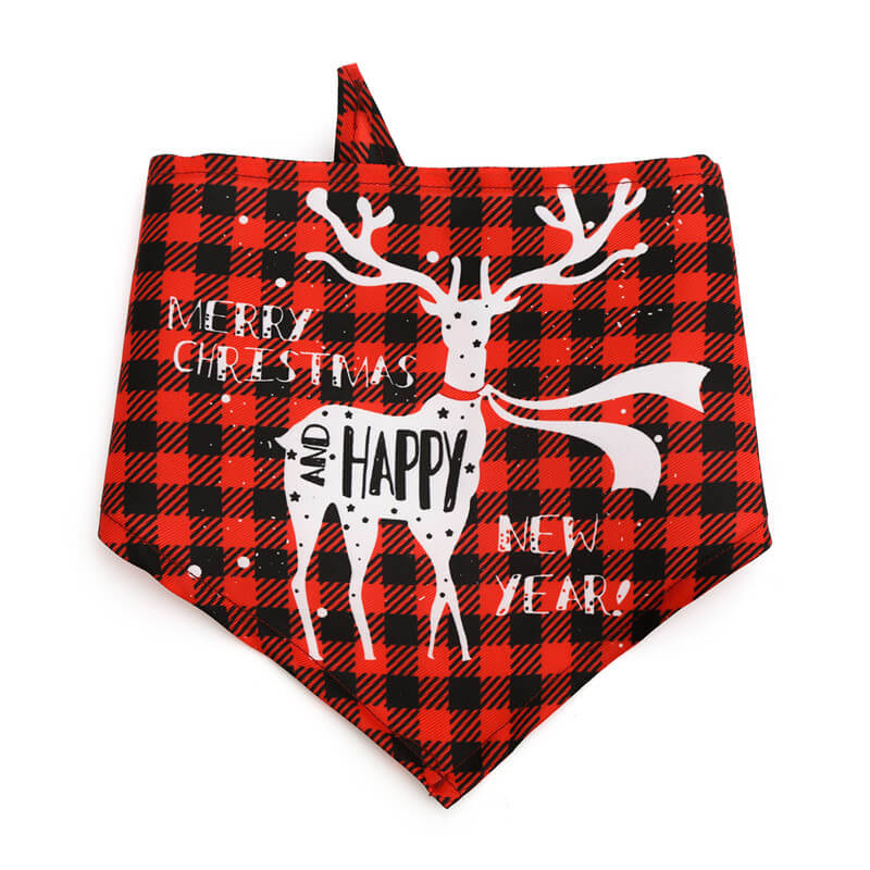 Christmas Dog Bandana Polyester Reindeer Print Adjustable Neck