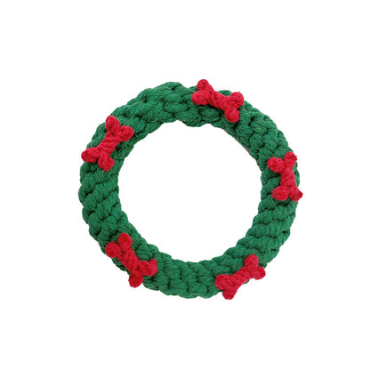 Cotton Dog Rope Toy Christmas Set 5 Pack Festive Chew Toys 2