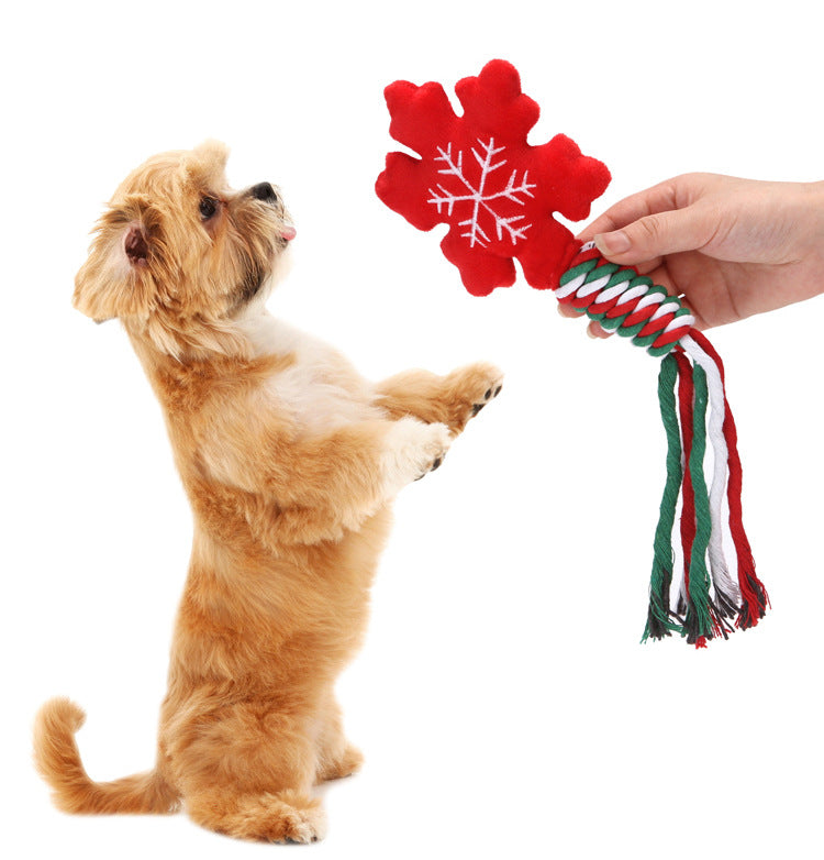 Christmas Plush Dog Rope Toy Cotton Durable Chew 5