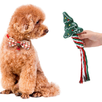 Christmas Plush Dog Rope Toy Cotton Durable Chew 4