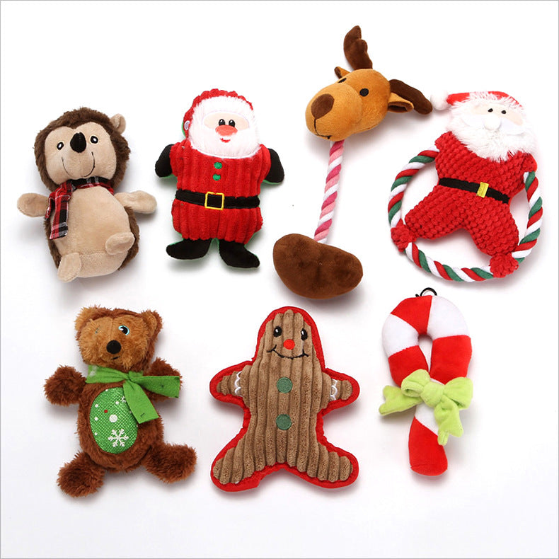 Christmas Plush Dog Toy Santa Reindeer Snowflake Bear Squeaker 2