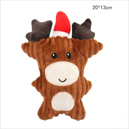 Christmas Plush Dog Toy Santa Reindeer Snowflake Bear Squeaker 4