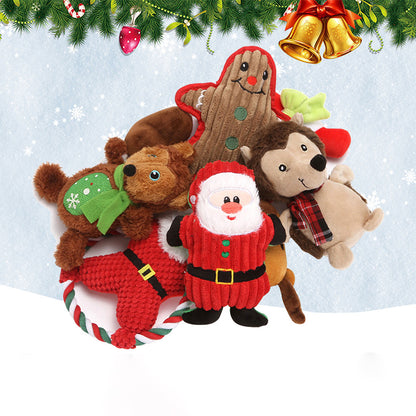 Christmas Plush Dog Toy Santa Reindeer Snowflake Bear Squeaker