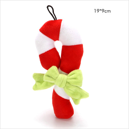 Christmas Plush Dog Toy Santa Reindeer Snowflake Bear Squeaker 6
