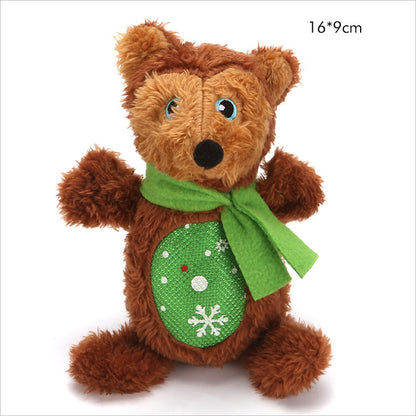 Christmas Plush Dog Toy Santa Reindeer Snowflake Bear Squeaker 5