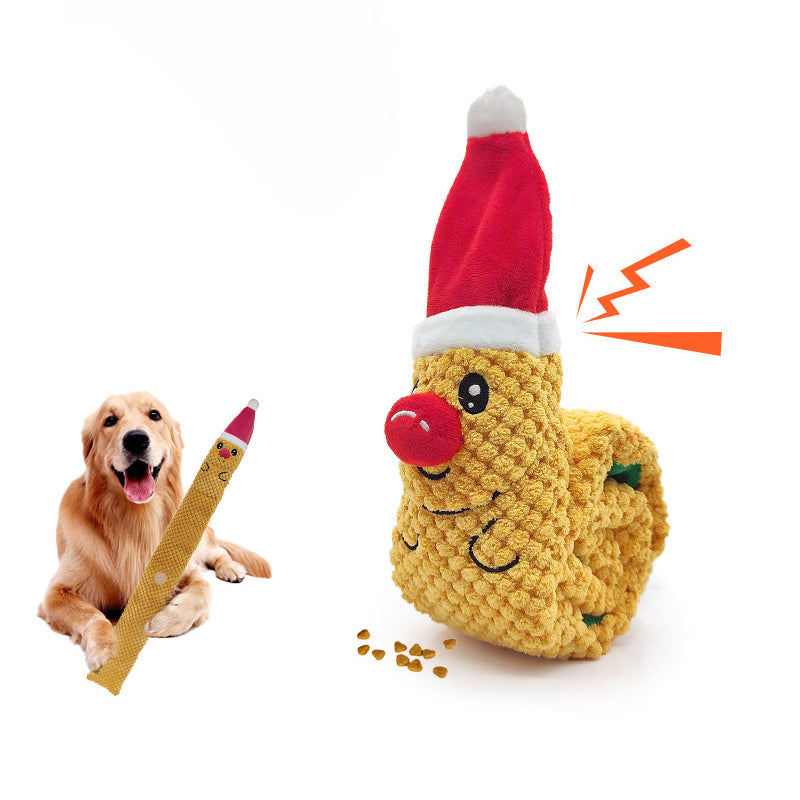 Christmas Plush Dog Puzzle Toy Slow Feeding with Squeaker 5
