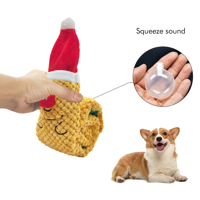 Christmas Plush Dog Puzzle Toy Slow Feeding with Squeaker 4
