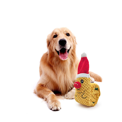 Christmas Plush Dog Puzzle Toy Slow Feeding with Squeaker 2