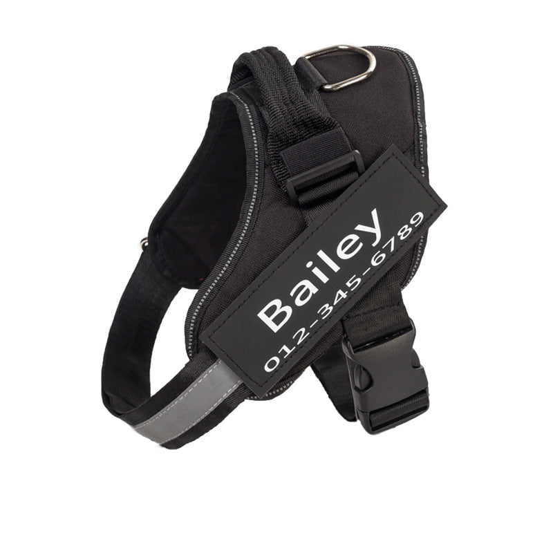 Custom Nylon Dog Harness with Name Velcro Patch Adjustable