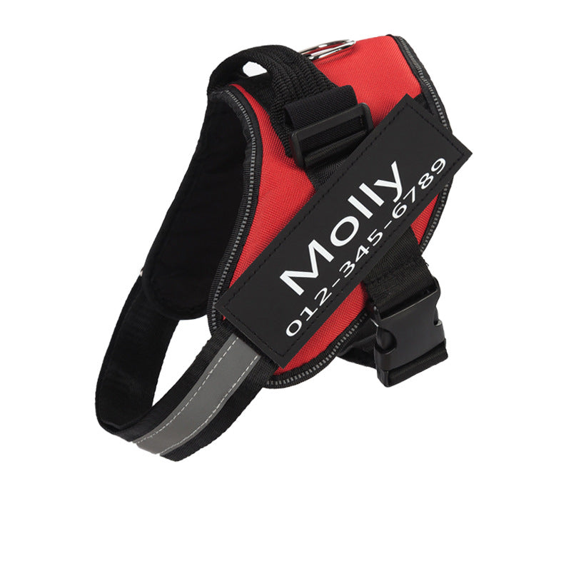Custom Nylon Dog Harness with Name Velcro Patch Adjustable