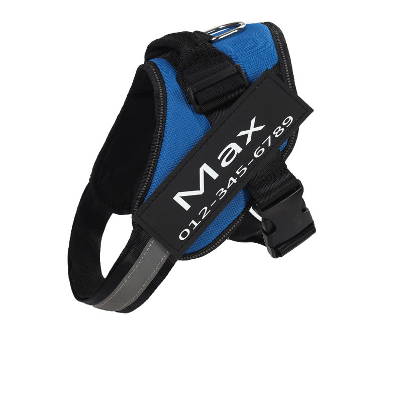 Custom Nylon Dog Harness with Name Velcro Patch Adjustable