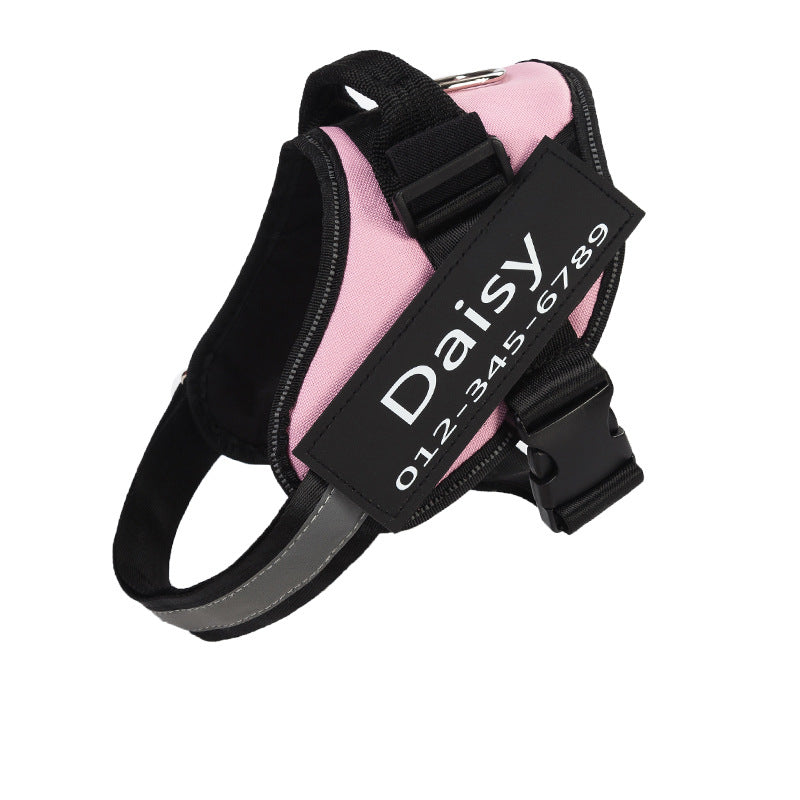 Custom Nylon Dog Harness with Name Velcro Patch Adjustable