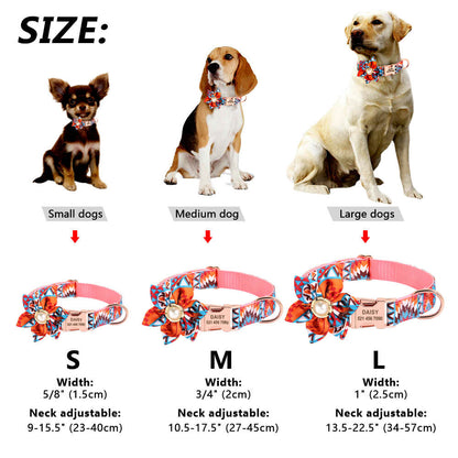 Flower Dog Collar Nylon Custom Laser Engraved Name and Phone 2